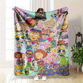 Nostalgic 90s Cartoon Flannel Blanket Vibrant Retro TV Character Print Super Soft Lightweight Cozy Plush Throw Perfect For Bedroom Sofa Couch Camping Travel Movie Night Birthday Gift Decor, Character Graphic Blankets, Flannel Blankets - View 1