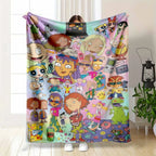 Nostalgic 90s Cartoon Flannel Blanket Vibrant Retro TV Character Print Super Soft Lightweight Cozy Plush Throw Perfect For Bedroom Sofa Couch Camping Travel Movie Night Birthday Gift Decor, Character Graphic Blankets, Flannel Blankets - View 1