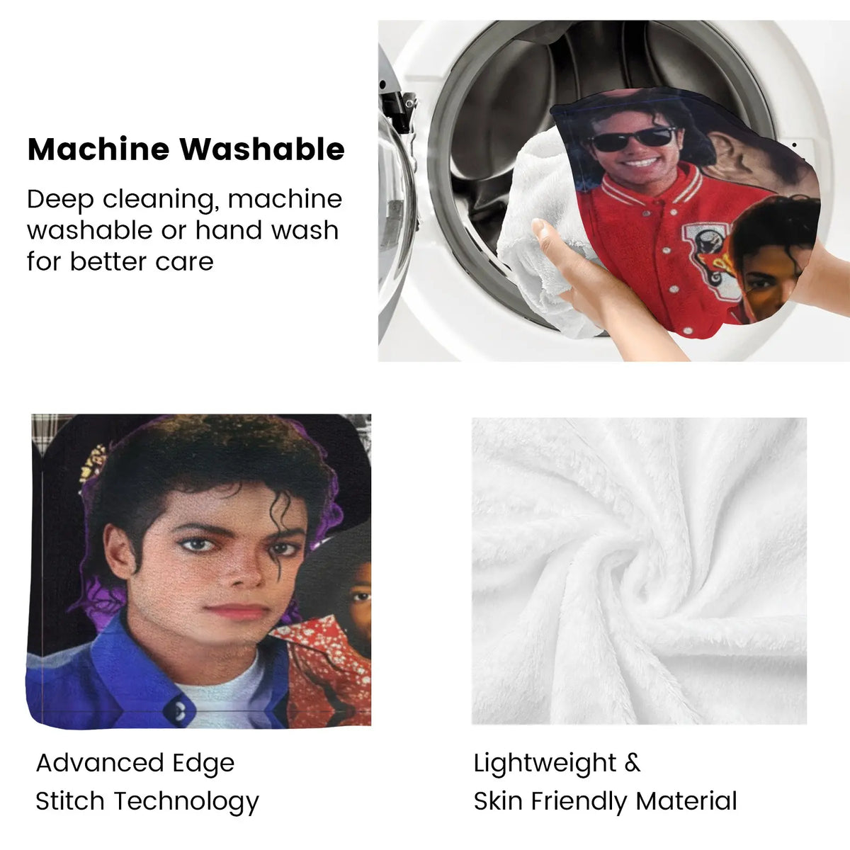 Michael Jackson Music Legend Fleece Throw Blanket - Fleece Fabric, Wrinkle-Resistant, Flannel Weave, Iconic Collage, HD Print, Durable, Breathable, Lightweight, Multi-Size (60in Option), All Seasons, for Adults’ Bed & Couch, Home & Travel - View 5