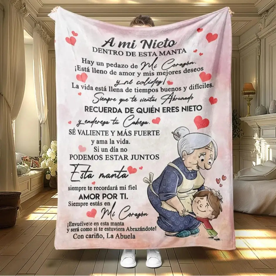 A Spanish letter: papa gives a blanket to his daughter, papa & mama give Birthday gift for son & daughter. A soft and comfortable flannel blanket, perfect for various occasions, a Valentine's Day gift.Easter Gifts for Kids - View 19