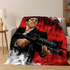 Tony Montana Action Scene Flannel Blanket Aesthetic Room Decor Soft Cozy Movie Theme Throw Blanket for Bedroom Sofa Couch Dorm Men Fans Birthday Christmas Holiday Gift - View 15