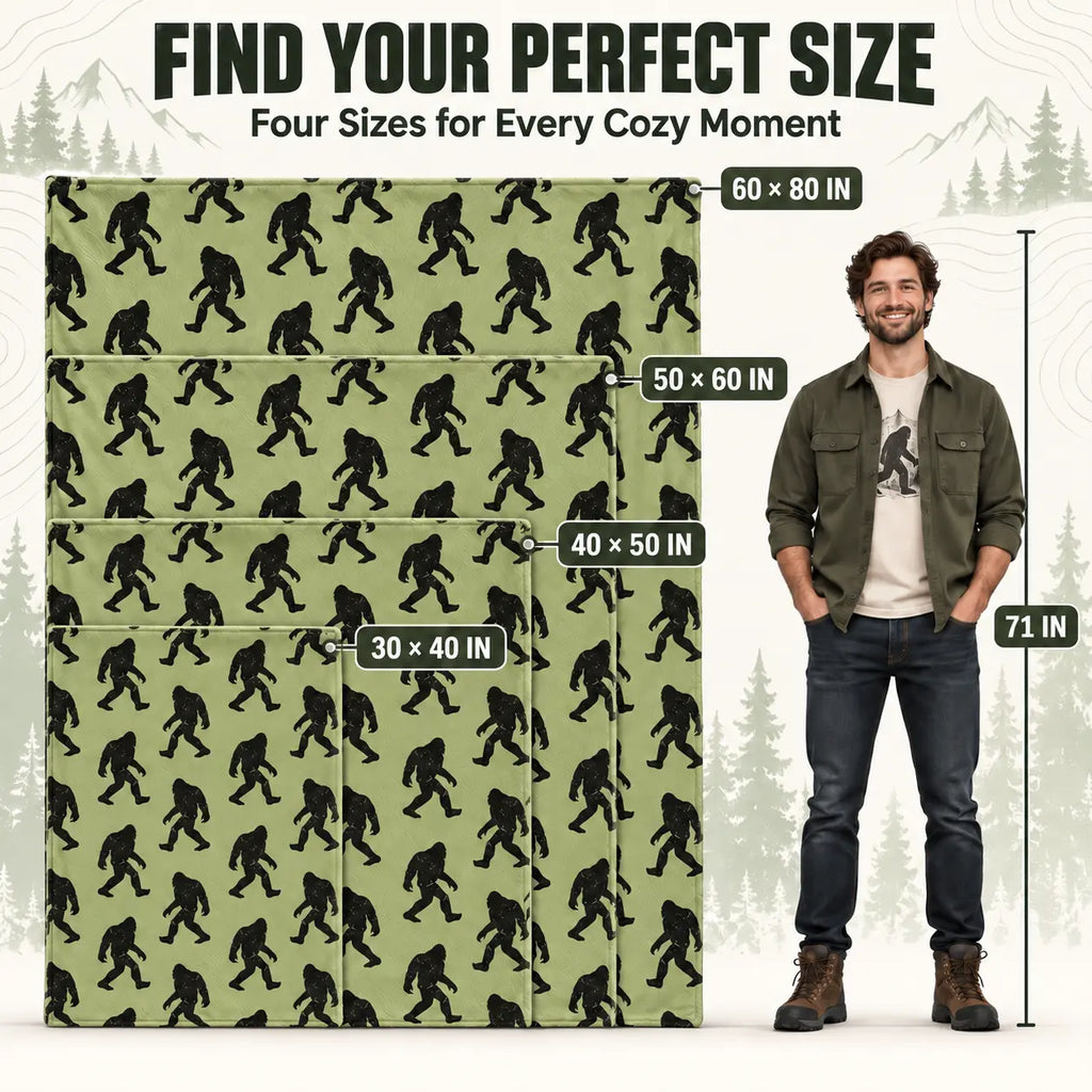 Funny Big Foot Sasquatch Gifts Blanket, Bigfoot Blanket for Men Women, Funny Birthday Unique Sasquatch Gifts, Vintage Flannel Throws Blanket for Bed Sofa Car, Gift for Him, Printed on One Side, Cozy Throw Blankets,Halloween Christmas Gift - View 2