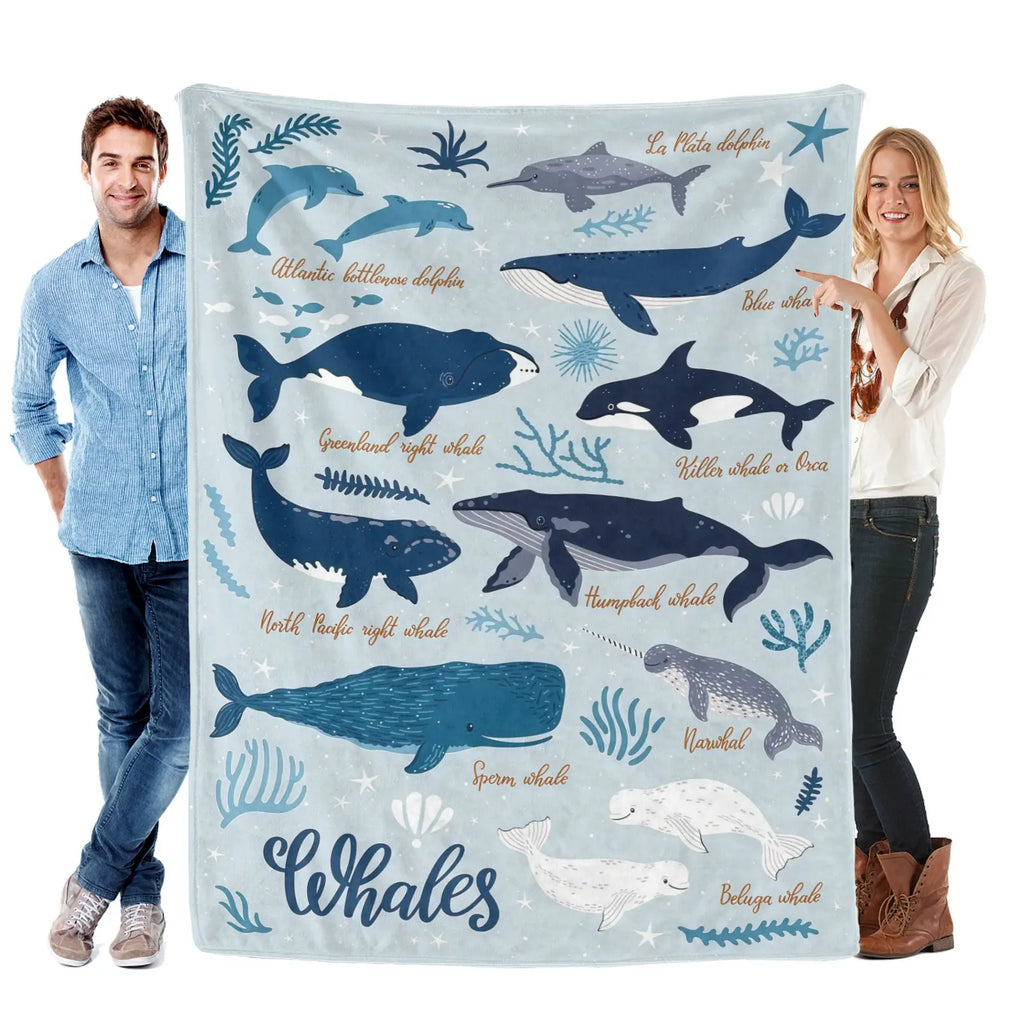 Romantic ocean style whale shark pattern warm blanket children adult nap blanket soft and comfortable suitable for all seasons - View 22