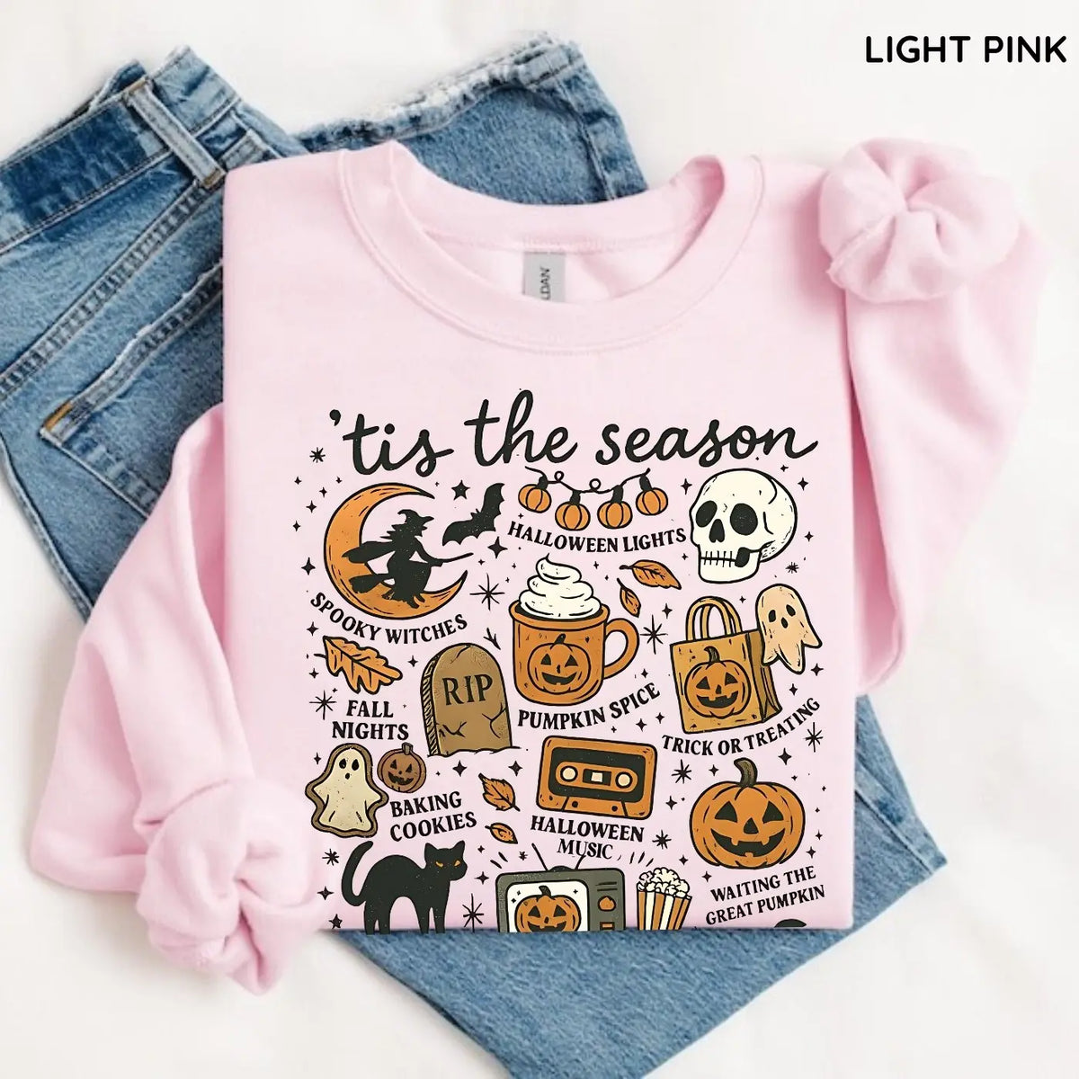 Tis The Season Halloween Sweatshirt, Cute Fall Graphic Tee, Pumpkin Witch Shirt, Trendy Halloween Gift Top,  Unisex Womenswear