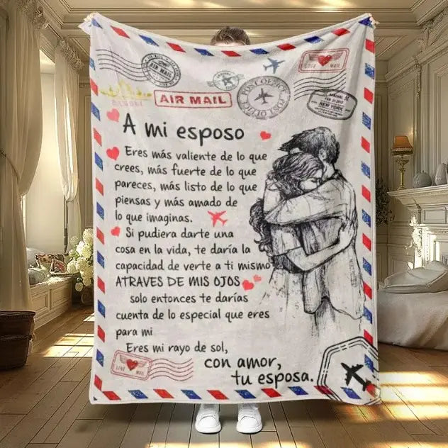 A Spanish letter: papa gives a blanket to his daughter, papa & mama give Birthday gift for son & daughter. A soft and comfortable flannel blanket, perfect for various occasions, a Valentine's Day gift.Easter Gifts for Kids - View 21