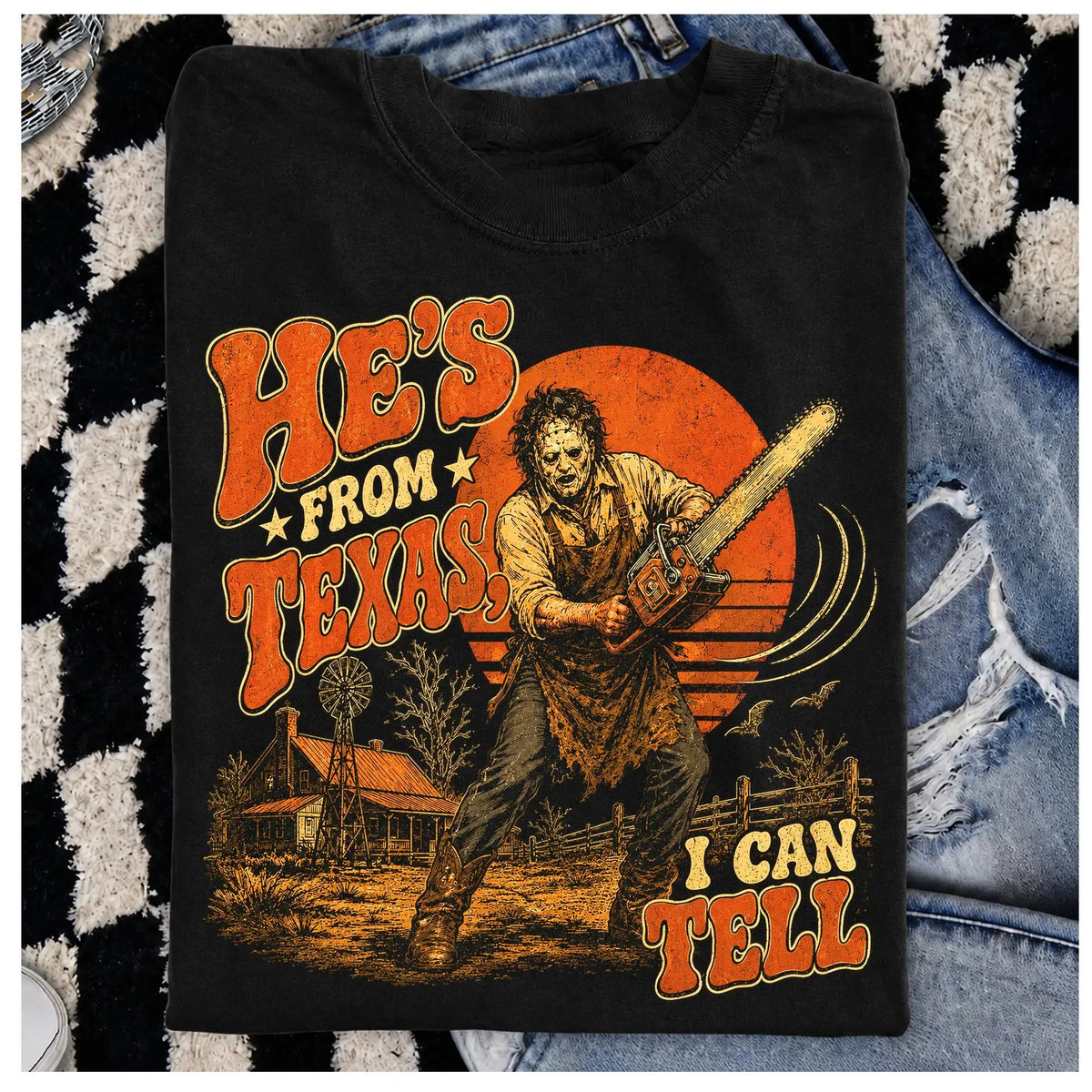Texas Movie Graphic T-Shirt - Halloween Regular Fit Tee, Spooky Season Fan Top - View 1