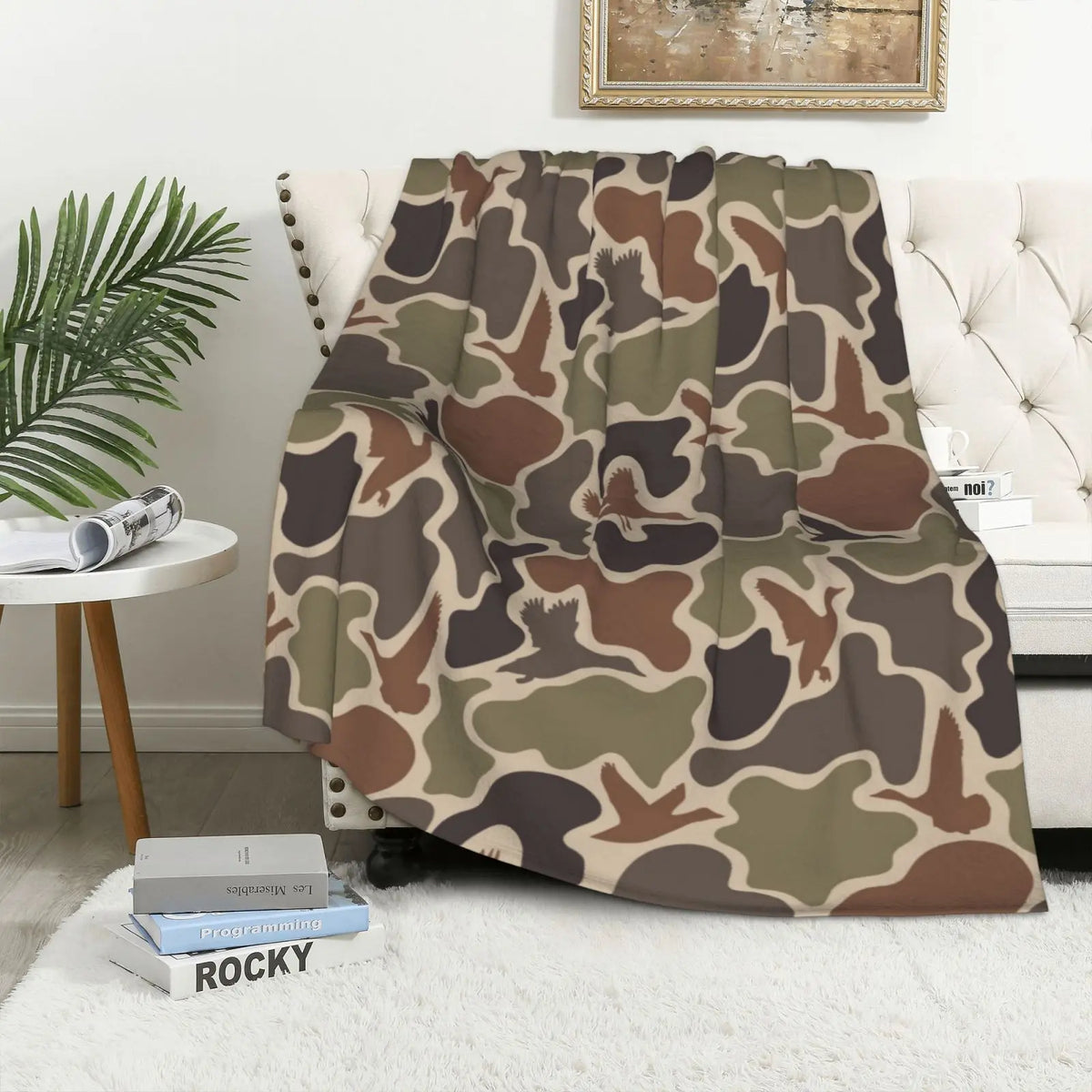 Vintage Duck Camo Blanket Retro Hunting Style Camouflage Throw for hunters outdoor Car Travel Home Gift for Men Women Adults - View 1