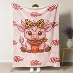 Cartoon Printed Character-Themed Cute Highland Cow Pattern Throw Blanket, 100% Polyester Cute Home Textile, Soft Warm Lightweight Blanket for Home & Office Gifts - View 7
