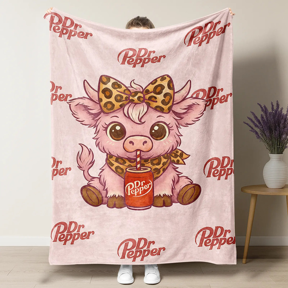 Cartoon Printed Character-Themed Cute Highland Cow Pattern Throw Blanket, 100% Polyester Cute Home Textile, Soft Warm Lightweight Blanket for Home & Office Gifts - View 7