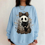 Leopard Ghost Cat Halloween Sweatshirt, Cute Spooky Black Cat Graphic Shirt, Coquette Bow Ghost Fall Outfit - View 14