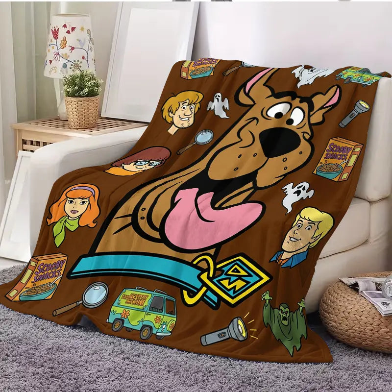 Flash Sale! Scooby-Doo Character-Inspired Flannel Throw Blanket - Soft Warm Material, Bold Spooky Mysterious Robots Ghosts Snacks Prints, Flash Sale Home Items, Room Decor, House Decor, Ideal for Fans - View 2