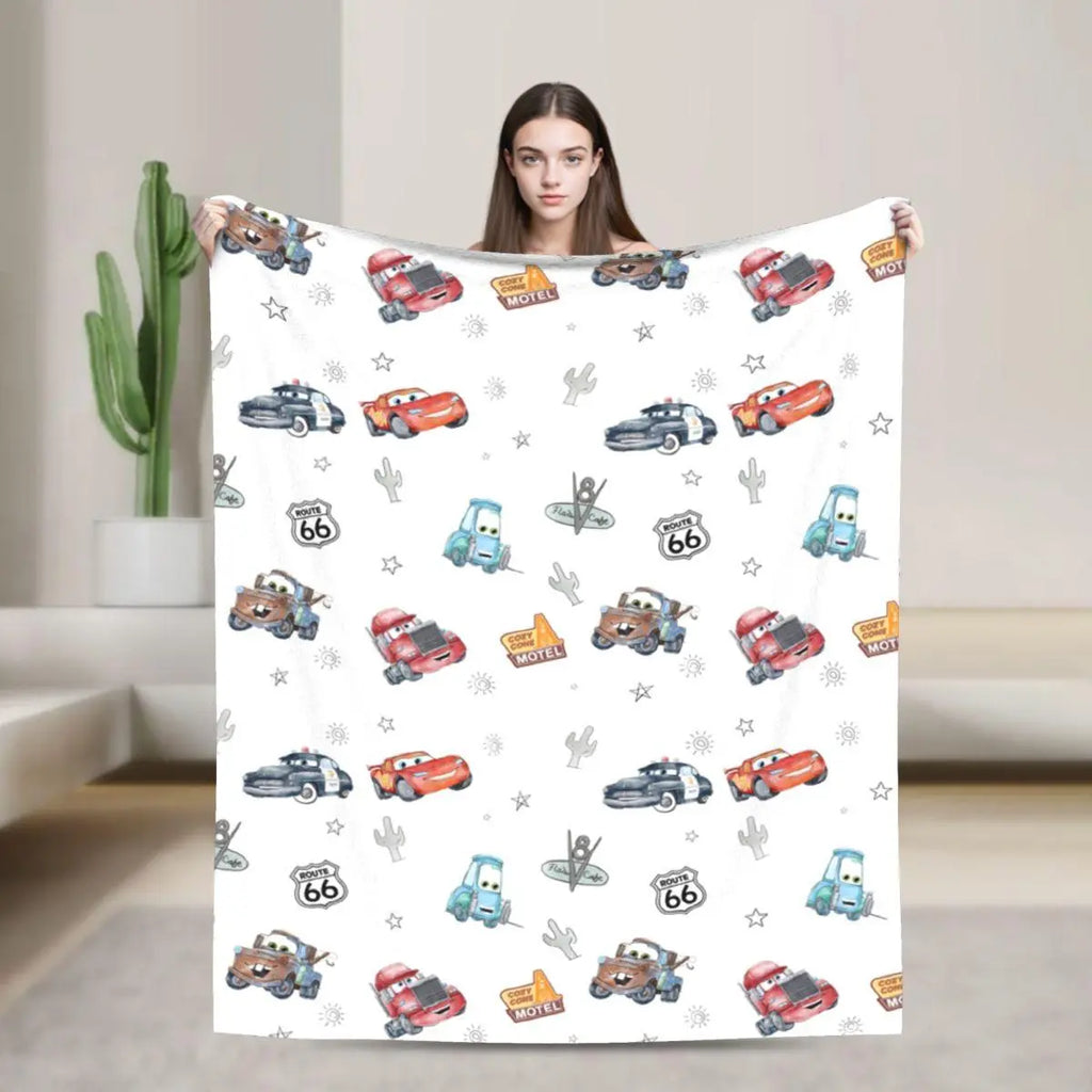 [SummerVibes] DISNEY CLASSIC Soft Funny Cars‌ Throw Blanket Route 66 Cars Blanket, Home Bedroom Decor - View 8