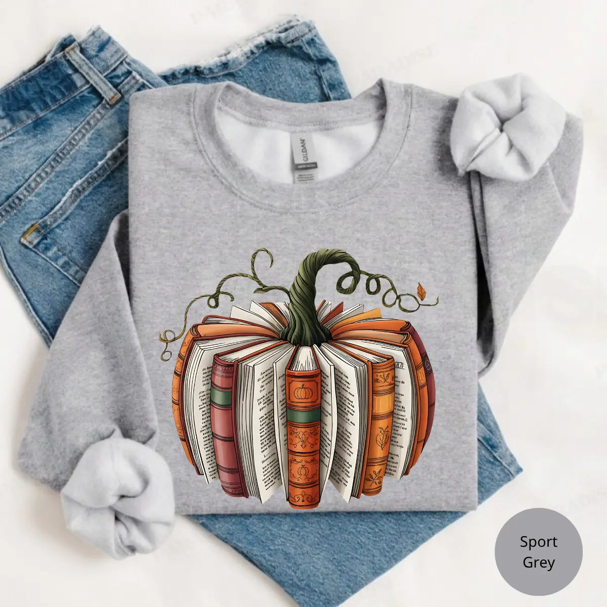 Fall Book Pumpkin Sweatshirt & T-Shirt, Cotton Blend