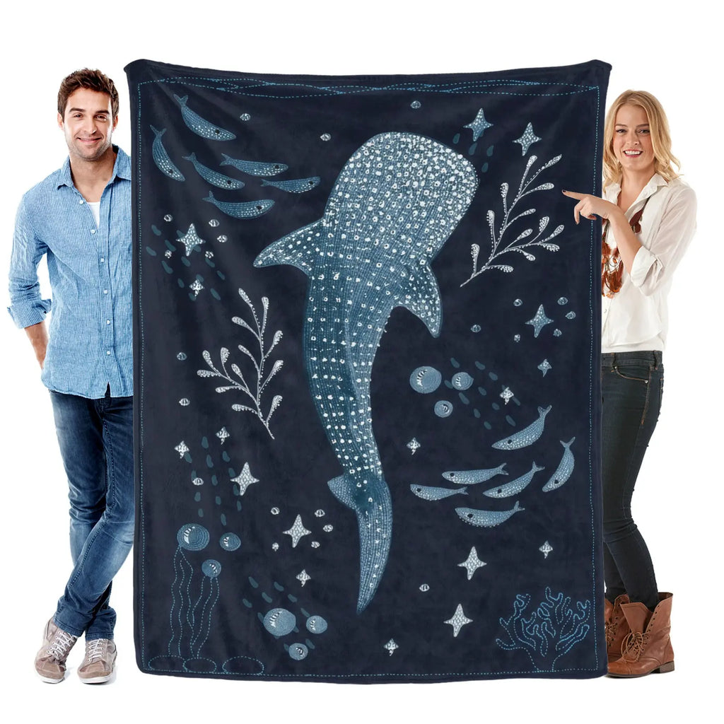 Romantic ocean style whale shark pattern warm blanket children adult nap blanket soft and comfortable suitable for all seasons - View 10