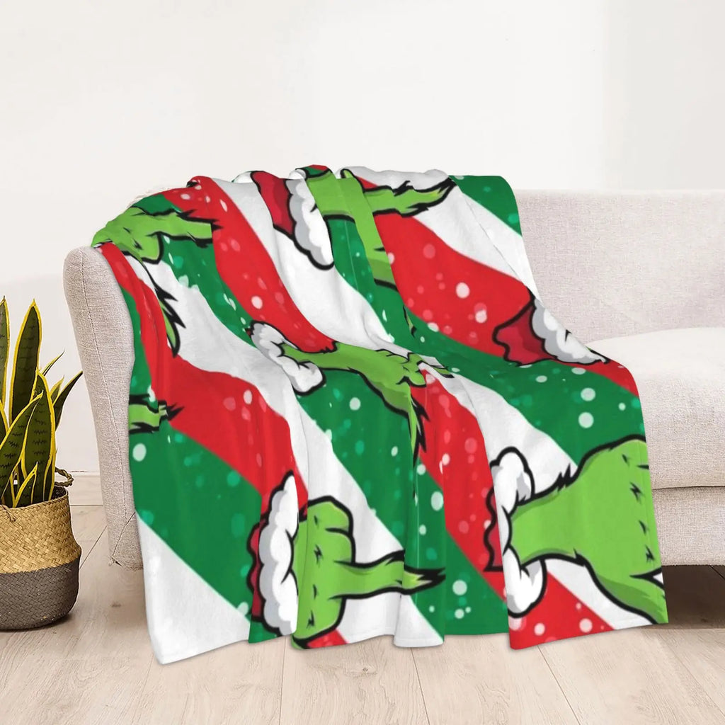 Funny Cartoon Christmas Print Super Soft Flannel Blanket, multi-purpose, suitable for sofa, bedroom, office or camping, suitable for all seasons - View 5