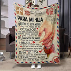 A Spanish letter: papa gives a blanket to his daughter, papa & mama give Birthday gift for son & daughter. A soft and comfortable flannel blanket, perfect for various occasions, a Valentine's Day gift.Easter Gifts for Kids - View 1