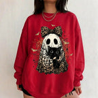 Leopard Ghost Cat Halloween Sweatshirt, Cute Spooky Black Cat Graphic Shirt, Coquette Bow Ghost Fall Outfit - View 20