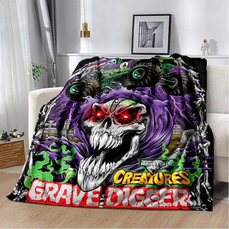 Soft Funny Throw Blanket M-Monster Jam Flannel Blanket - Soft and comfortable, with fashionable print design, suitable for daily use and gift giving (birthdays, Christmas, Thanksgiving) B-4 - View 12