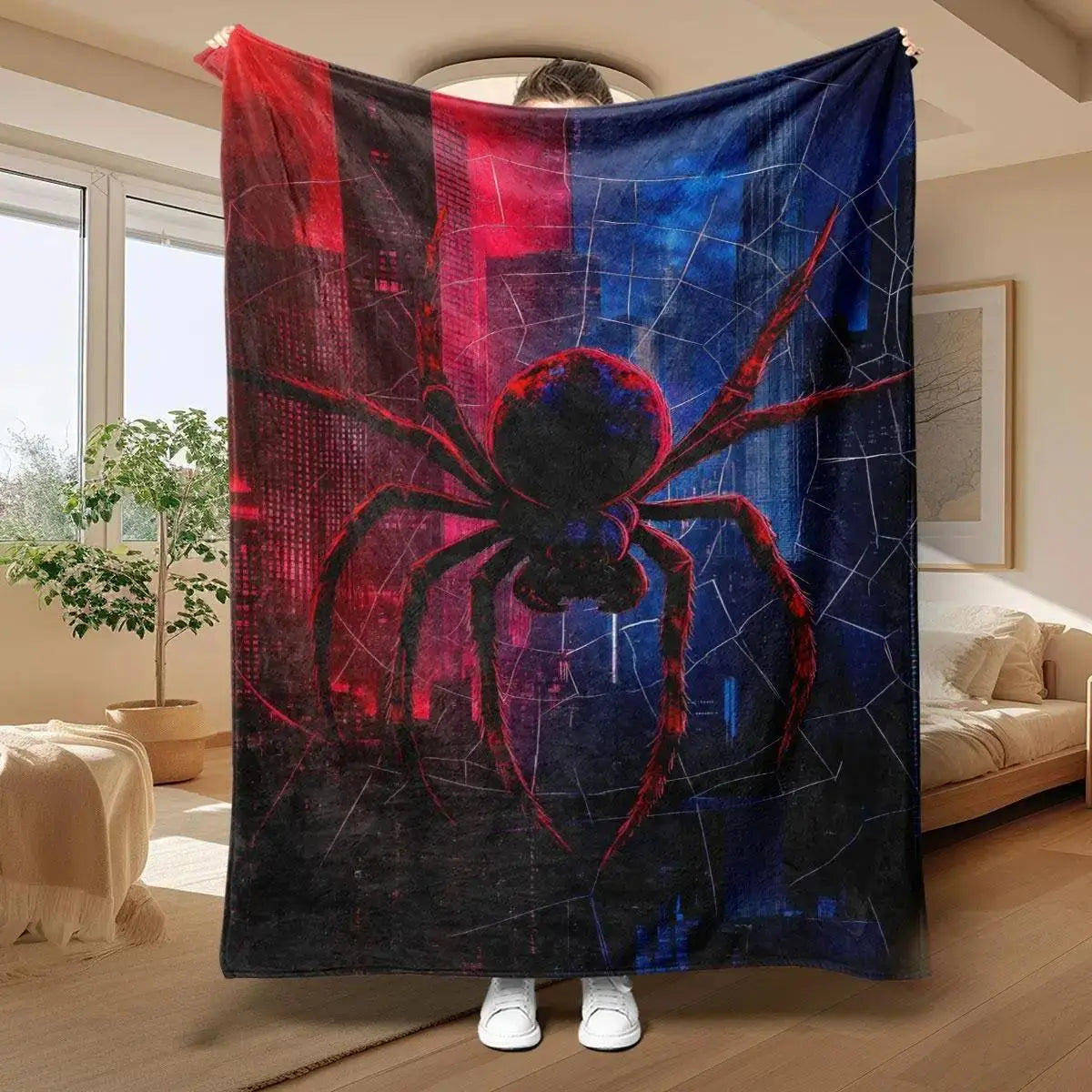Spider Web Pattern Flannel Blanket Soft Skin Friendly Warm Cozy Throw Blanket Gothic Halloween Style Lightweight Bedding Blanket for Bed Sofa Couch Bedroom Living Room Nap Home Decor Birthday Gift - View 9