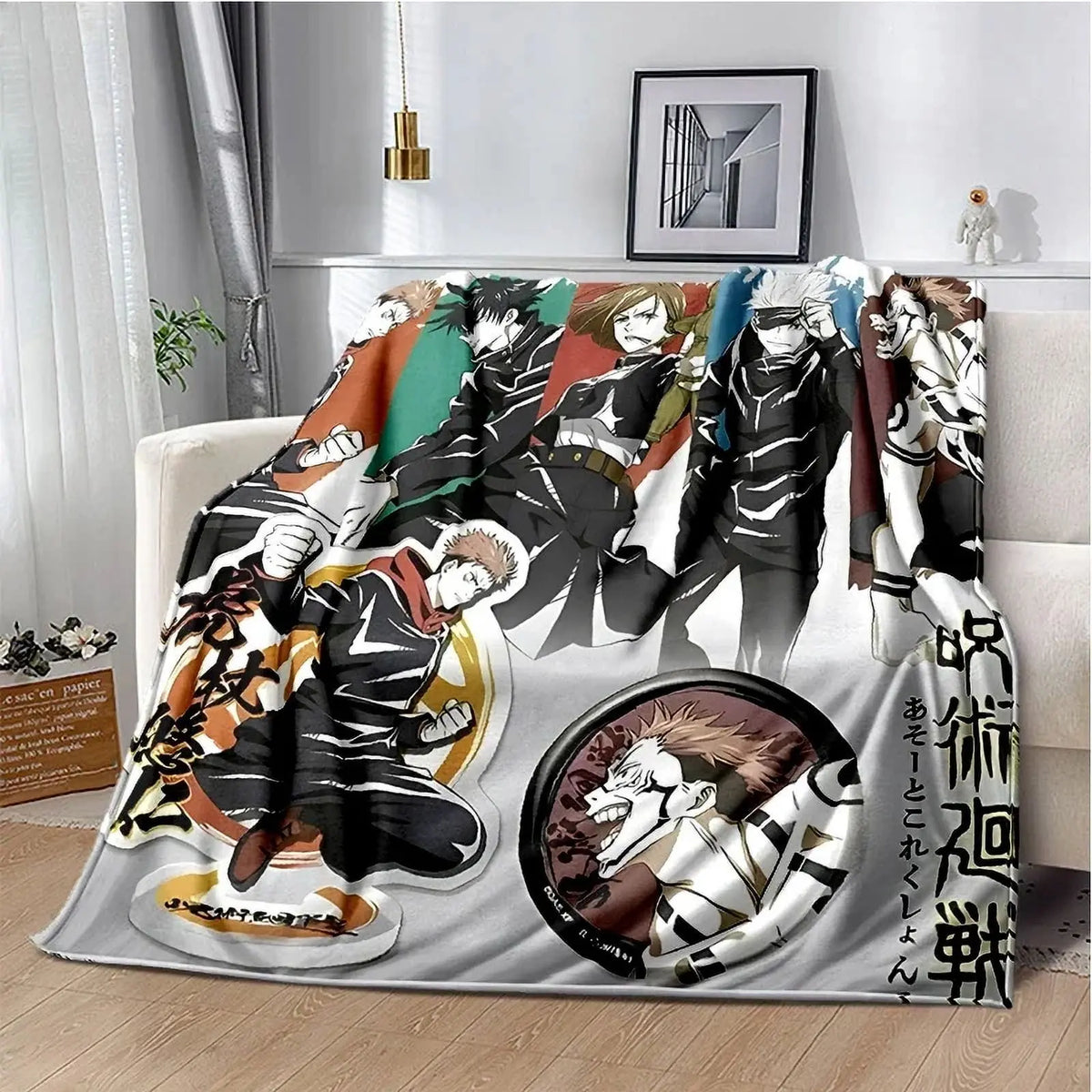 Cartoon Anime Jujutsu Kaisen Throws Blanket Super Soft Featuring Yuji,Megumi,obara and Satoru Gojo Blanket for Travel Beding Bed - View 35