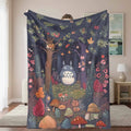 Totoro Flannel Throw Blanket - 60×80in Bed Cover, Whimsical Fantasy Animation Theme, Wrinkle-Resistant, Anti-Pilling Enchanted Forest Print, Super Soft Breathable, Built to Last Daily Use Home Textile, Ideal Gift for Animation Lovers - View 1