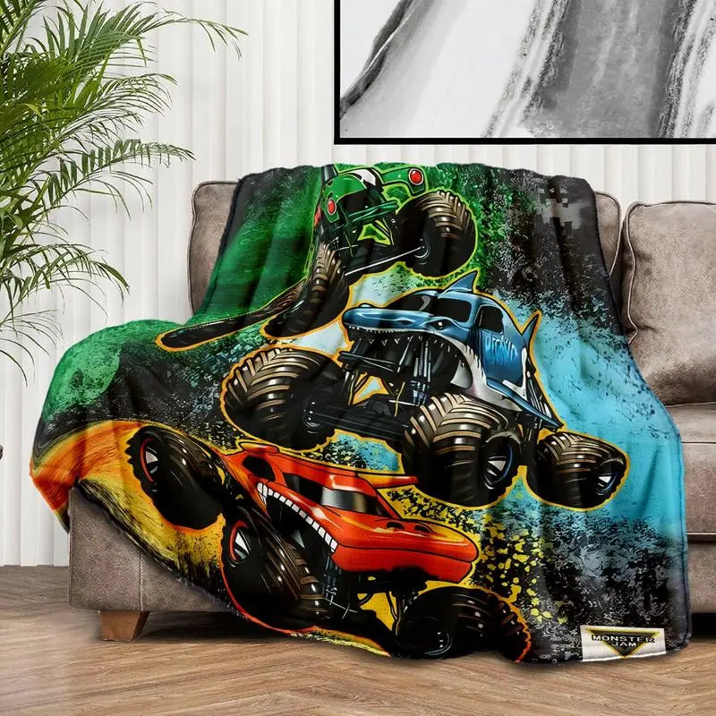 Monster Jam Monster Truck Flannel Throw Blanket, Soft Warm Polyester Fiber Bedding, Ideal Father's Day Gifts for Year-Round Use - View 6