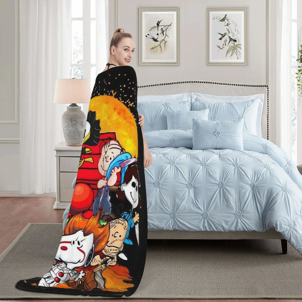 [Summer Sale Deals] Halloween blanket, horror movie character blanket, horror season blanket, sofa bed blanket, lightweight and warm flannel blanket, plush microfiber blanket, thin air conditioning blanket - View 3