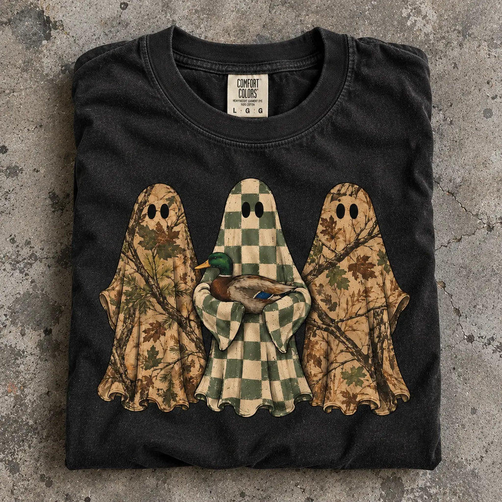 Hunting Season Ghosts Comfort Colors Camo Mallard Tee