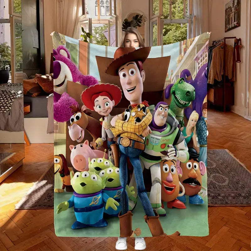 [SummerVibes] DISNEY CLASSIC Toy Story Blanket, Soft Double-Sided Polyester Shawl for Boys and Girls, Perfect Birthday Gift - View 1