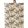 Vintage Mallard Duck Camo Flannel Throw Blanket - Retro Look Animal Graphic Throw Blankets, Cozy Warm Wrinkle Resistant Decor, for Camping & Hunting Cabin Cozy Setup, Vintage Home Decor#OutdoorVibeDecor - View 6