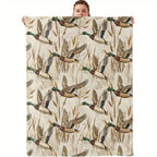 Vintage Mallard Duck Camo Flannel Throw Blanket - Retro Look Animal Graphic Throw Blankets, Cozy Warm Wrinkle Resistant Decor, for Camping & Hunting Cabin Cozy Setup, Vintage Home Decor#OutdoorVibeDecor - View 6