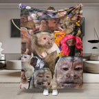 Funny Monkey Face Blanket, Soft Flannel Throw for Home Decor & Camping, Unique Gift for Animal Lovers, Warm & Durable Design Christmas gift Dream Weave Home - View 1