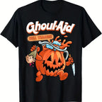 Unisex Fitted 100% Cotton Halloween Ghoul Aid Graphic Short-Sleeve Round Neck T-Shirt - Smooth, Sweat-Wicking, Basic, Wrinkle-Resistant Casual Party Streetwear Top