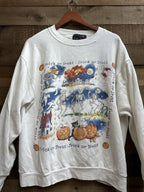 Halloween Skeleton Crewneck Vintage 90s Cotton Unisex, Trick or Treat Halloween Aesthetic, Garment-Dyed Soft, Women's Fall Relaxed Fit Sweatshirt - View 3