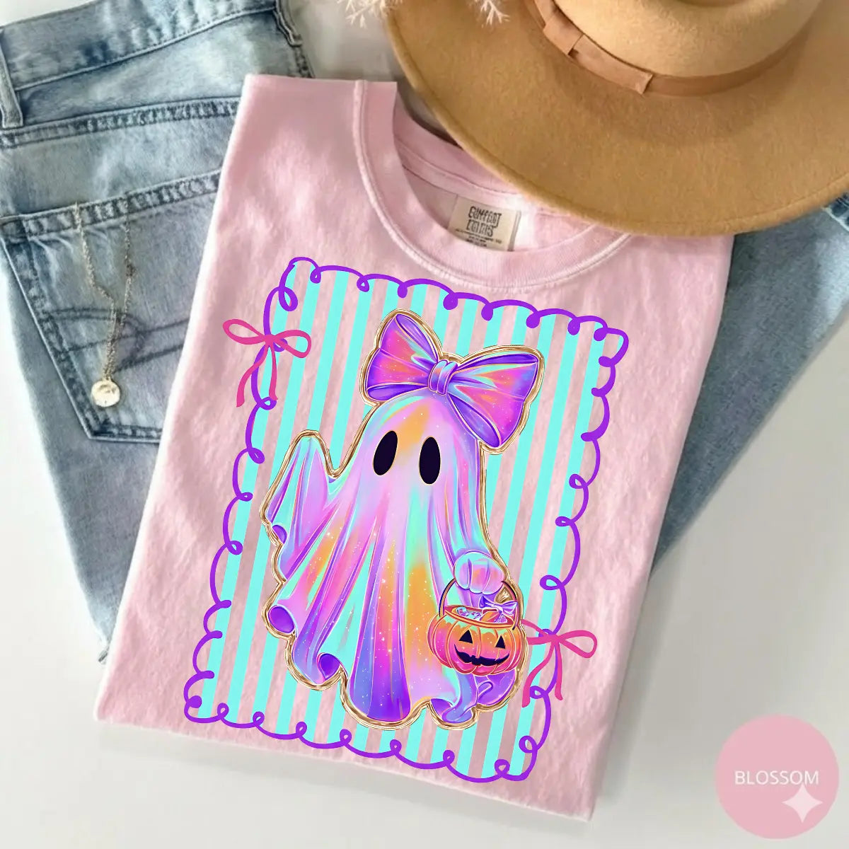 Comfort Colors Preppy Halloween Ghost Cotton Tee Unisex