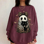 Leopard Ghost Cat Halloween Sweatshirt, Cute Spooky Black Cat Graphic Shirt, Coquette Bow Ghost Fall Outfit - View 16