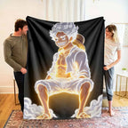 Glow Warrior Flannel Blanket - Lightning Aura Anime Print, Ultra Soft, Warm, Durable Texture, Boujee Home Accessories, Unique Room Decor, Bedroom Items for Cozy Look (Bedroom, Sofa Use) - View 2