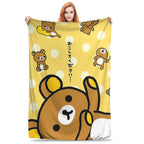 Kawaii Rilakkuma Knitted Flannel Throw Blanket - Figure Print Bed Accessories, Cutecore Stuff, Cozy Girly Room Stuff, Teen Room Decor, Soft Warm Summer AC Use, Home Goods Gift for Girls - View 17
