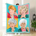 Girls Golden Classic TV Show Themed Blanket - Iconic 4 Characters Design Soft All-Season Bedspread Car Couch Flannel Throw Gift for Fans, Women & Men - View 2