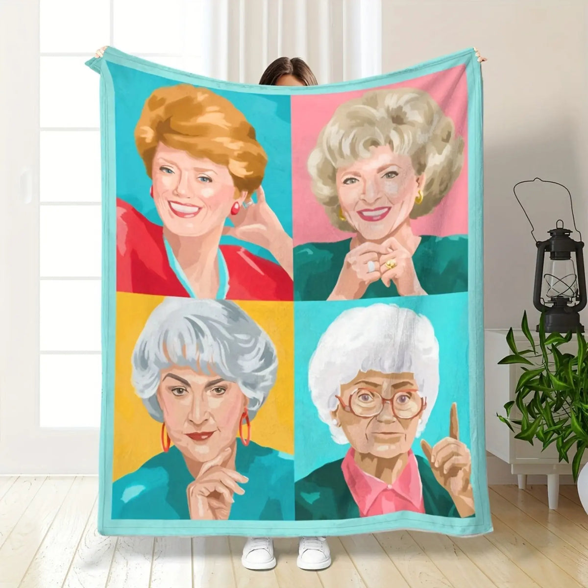 Girls Golden Classic TV Show Themed Blanket - Iconic 4 Characters Design Soft All-Season Bedspread Car Couch Flannel Throw Gift for Fans, Women & Men - View 2