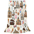 DISNEY CLASSIC [2026 New] Magic Park Main Street Flannel Throw Blanket,All-Over Print Castle Trolley Balloons Park Snacks Clock Lamp Post Fireworks Pastel Cute Cozy Fleece Blanket for Fan Gift - View 3