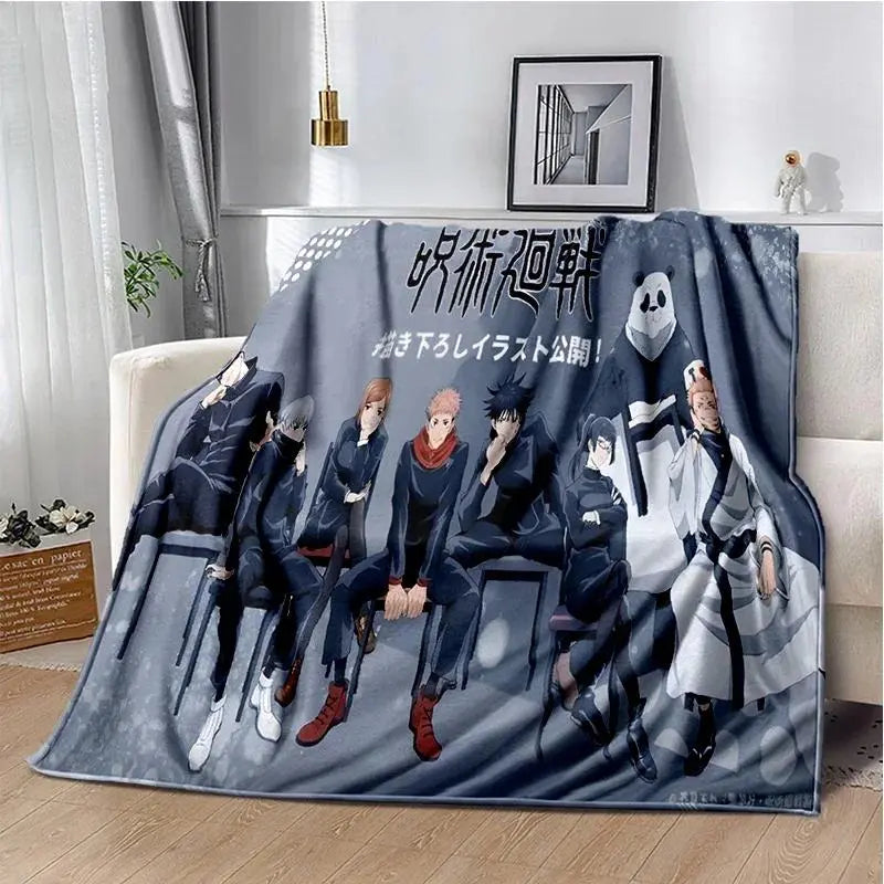 Cartoon Anime Jujutsu Kaisen Throws Blanket Super Soft Featuring Yuji,Megumi,obara and Satoru Gojo Blanket for Travel Beding Bed - View 27