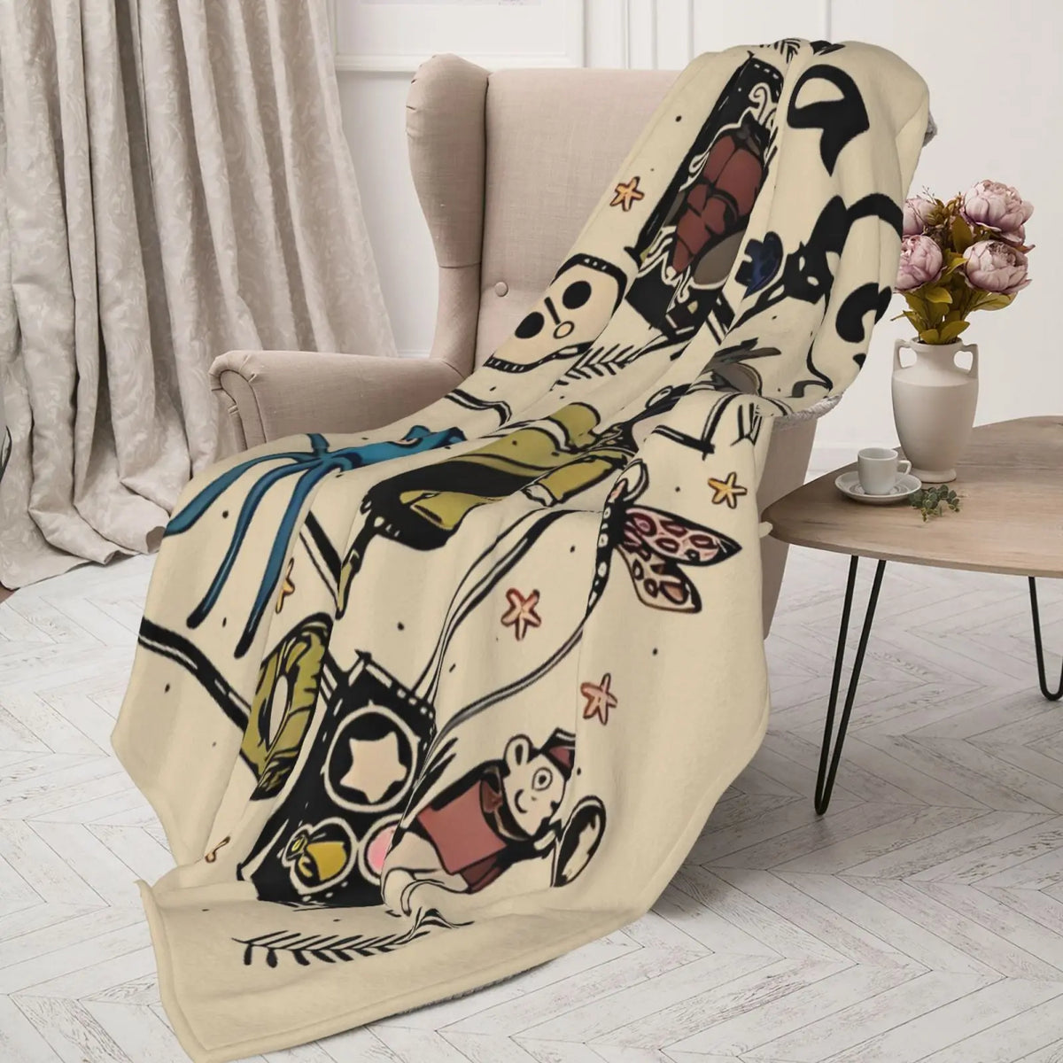 Cartoon Movie Animal Collage Flannel Plush Throw Blanket - Allover Print, All-Season Cozy Gothic Fleece, Cartoon Graphic Throw for Horror Movie Fans (Halloween, Birthdays Gifts), Flannel Plush Throws, Allover Print Blankets - View 10