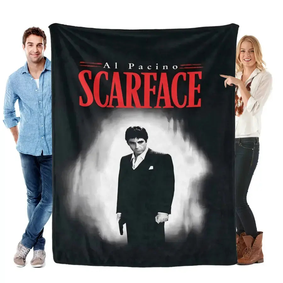 Tony Montana Action Scene Flannel Blanket Aesthetic Room Decor Soft Cozy Movie Theme Throw Blanket for Bedroom Sofa Couch Dorm Men Fans Birthday Christmas Holiday Gift - View 11