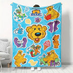 Soft Flannel Blanket Bear in the Big Blue House Cartoon Design, Cozy Throw for Living Room Office Sofa, Perfect Gift for All Seasons Thin Blanket Dream Workshop - View 1