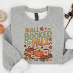 Women's Book Lover Graphi - Cotton-Polyester Blend Long Sleeve Minimalist Tops, Everyday Cozy Casual Pullover Sweater Tee for Autumn Reading, Holiday Outfits