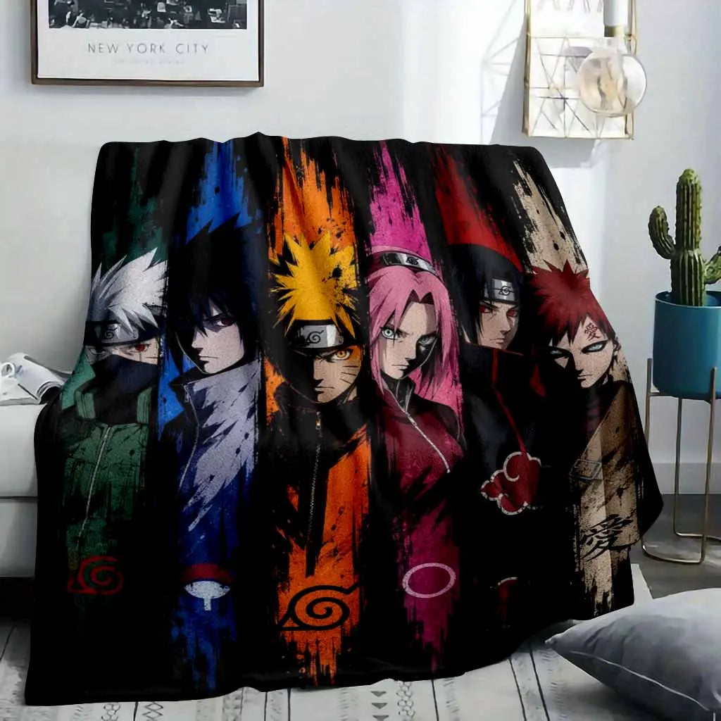 Japanese Anime Ninja Flannel Blanket - Vibrant Abstract Brushstroke Artwork, Soft Warm Lightweight Durable, Ideal for Bedrooms, Living Rooms, Fan Gifts, Decorative Throws, Movie Companions - View 2