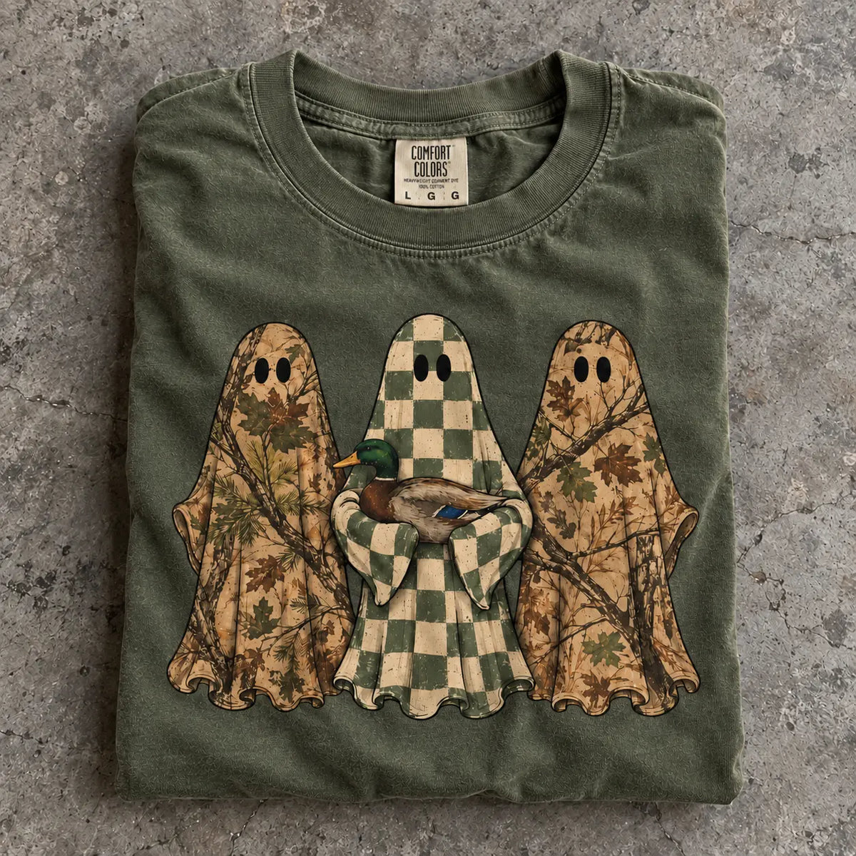 Hunting Season Ghosts Comfort Colors Camo Mallard Tee