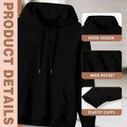 Men's Baggy Pullover Hoodie - Funny Spooky Skeleton Hands & Skull Messy Bun Graphic Print Classic Top, Soft Cotton Casual Alternative Ghost Style, for Party, Check Size Chart, Cute, Hand Wash, Do Not Bleach - View 6