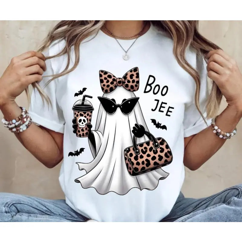 Comfort Colors Boo-Jee Ghost Shirt Leopard Ghost Tee, 100% Cotton